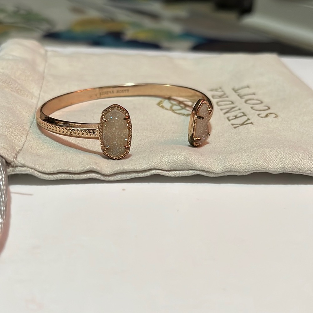 Elton Rose Gold Cuff Bracelet in Iridescent Drusy